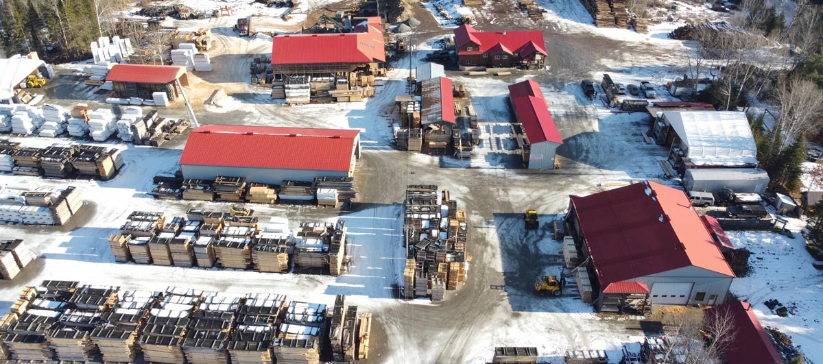 Aerial view of Northwood Lumber yard